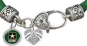 Army Wife Leather Bracelet, Hypoallergenic Safe, No Nickel, Lead, Or Poisonous Cadmium In Bracelet