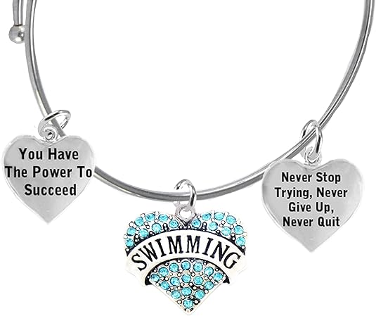 Never Stop Trying, Never Quit 3 Charm Adjustable Bracelet, Hypoallergenic, Safe-Nickel Free, No Poisonous Lead Or Cadmium