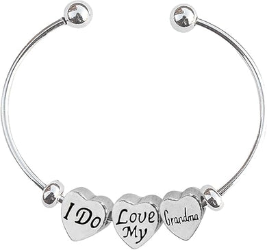 Sooo...Cute! I Do Love My Grandma, Mimi, Gigi, Hearts, Adjustable, Cuff Bracelet,With Silver Metal Finish-Overcoat Protection™, NoNickel, Lead, Or Poisonous Cadmium
