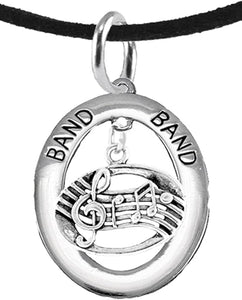 Band Music Notes Hypoallergenic Adjustable Necklace, Safe-Nickel, Lead Free