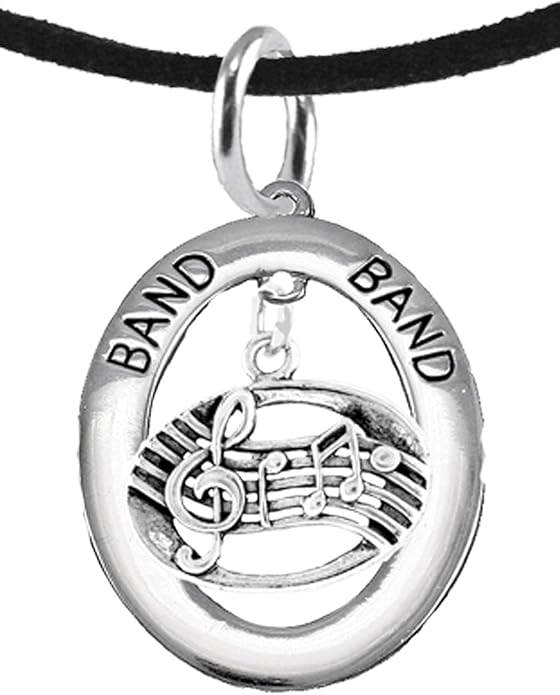 Band Music Notes Hypoallergenic Adjustable Necklace, Safe-Nickel, Lead Free
