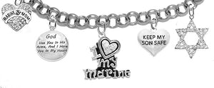 Marine, My Son, God Has You In His Arms And I Have You In My Heart,Genuine Crystal Star Of David, Adjustable, Hypoallergenic Safe, No Nickel, Lead, Or Poisonous Cadmium In Bracelet
