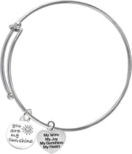 You Are My Sunshine, My Wife, My Joy, My Sunshine, My Heart Hypoallergenic Adjustable Miracle Wire Bracelet, Safe-Nickel, Lead And Cadmium Free