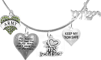 Army, My Soldier, God Has You in His Arms, and I Have You in My Heart, Adjustable Necklace, Hypoallergenic Safe, No Nickel, Lead, Or Poisonous Cadmium