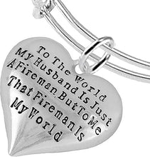 My Firefighter is My World, Wife Adjustable Bracelet, Hypoallergenic, Safe-Nickel, Lead, Cadmium Free