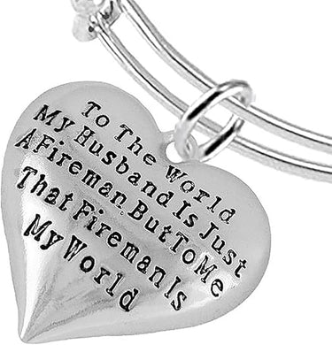 My Firefighter is My World, Wife Adjustable Bracelet, Hypoallergenic, Safe-Nickel, Lead, Cadmium Free