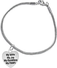 Message Jewelry, My Wife, My Joy, My Sunshine, My Heart, Bracelet, Hypoallergenic, Safe-Nickel, Lead, Free