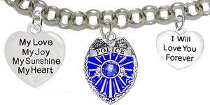 Policeman, My Love, My Joy, My Sunshine, I Will Love You Forever, Hypoallergenic Adjustable Nickle, Lead Free