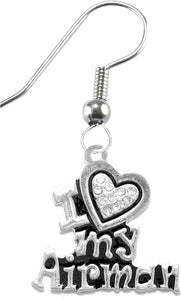 Air Force, I Love My Airman, Crystal Heart Earrings Hypoallergenic, Safe-Nickel, Lead Free