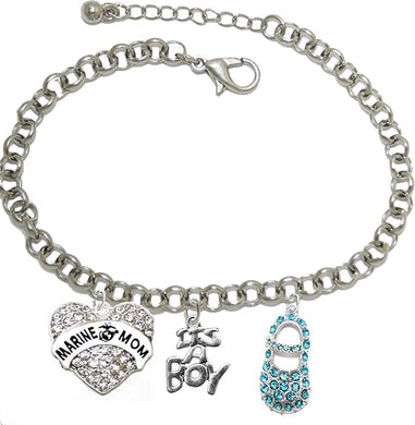 Marine's Mom's, Mom to Be, It's A Boy, Bracelet, Hypoallergenic, Safe-Nickel, Lead, Cadmium Free