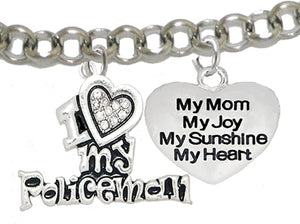 Policeman's, I Love My Policeman, My Mom, My Joy, My Sunshine, Adjustable Hypoallergenic, Safe-Nickel, Lead, Free