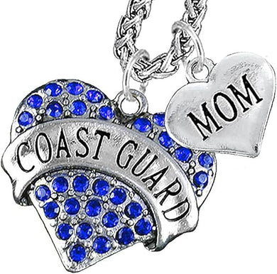 Coast Guard Mom Heart Necklace, Hypoallergenic, Will NOT Irritate Anyone with Sensitive Skin. Safe- Nickel, Lead and Cadmium Free