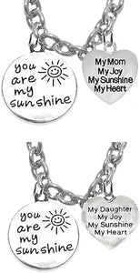 Very Special Mother Daughter,You Are My Sunshine, My Mom, My Daughter 18 Inch Necklaces(2),STERLING SILVER Solid .925 Sterling,Not Plated Or Coated.Cable Chain Necklaces,Charm-Nickel,Lead,Cadmium Free