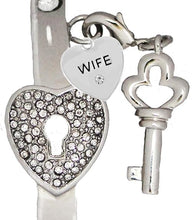 Wife, It Really Locks! The Key To My Heart Cuff Crystal Bracelet, Hypoallergenic, Safe-Nickel, Lead, Free