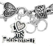 Policeman's, I Love My Policeman, with Handcuff's, Hypoallergenic, Safe-Nickel, Lead, Free