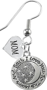 I Love You To The Moon And Back, Mom Earring Hypoallergenic, Safe-Nickel, Lead &Cadmium Free