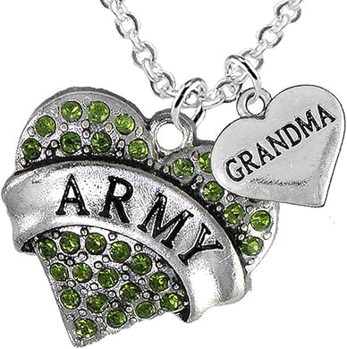 Army Grandma Heart Necklace, Adjustable, Hypoallergenic, Will NOT Irritate Anyone with Sensitive Skin. Safe- Nickel, Lead and Cadmium Free