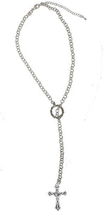 Beautiful Silvertone Crucifix, Through A Circle, Father, Son, Holy Ghost, Adjustable Necklace, Nickel Lead, Cadmium Free