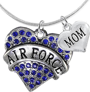 Air Force Mom Heart Necklace, Adjustable, Hypoallergenic, Will NOT Irritate Anyone with Sensitive Skin. Safe- Nickel, Lead and Cadmium Free