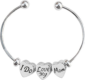Sooo...Cute! I Do Love My Mom, Mother, Mommy Hearts, Adjustable, Flexible Cuff Bracelet,With Silver Metal Finish-Overcoat Protection™, NoNickel, Lead, Or Poisonous Cadmium