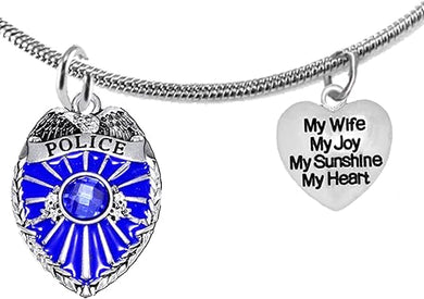 Policeman's, My Wife, My Joy, My Sunshine, My Heart, Adjustable Necklace, Hypoallergenic, Safe-Nickel Free, No Poisonous Lead Or Cadmium.