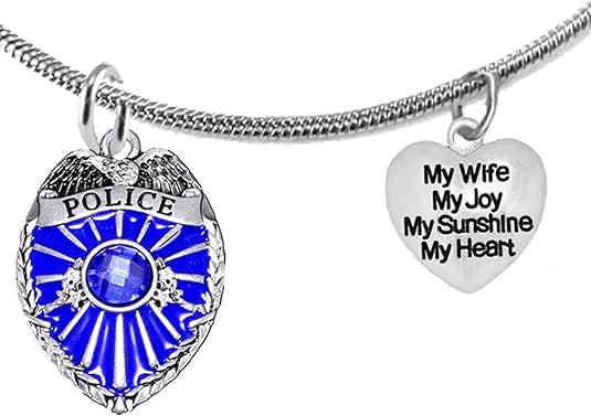 Policeman's, My Wife, My Joy, My Sunshine, My Heart, Adjustable Necklace, Hypoallergenic, Safe-Nickel Free, No Poisonous Lead Or Cadmium.