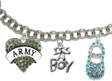 Army's Mom to Be, It's A Boy, Bracelet, Hypoallergenic, Safe-Nickel, Lead, Cadmium Free