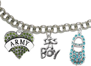 Army's Mom to Be, It's A Boy, Bracelet, Hypoallergenic, Safe-Nickel, Lead, Cadmium Free