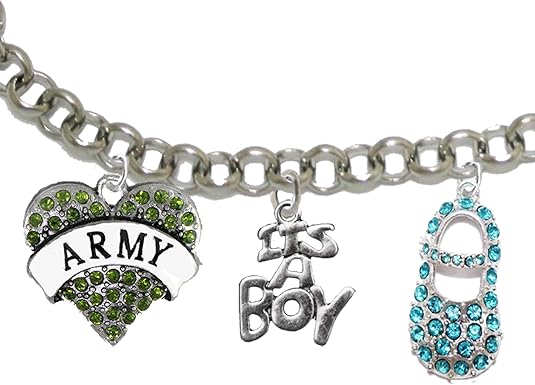 Army's Mom to Be, It's A Boy, Bracelet, Hypoallergenic, Safe-Nickel, Lead, Cadmium Free