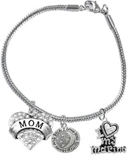 Marine, I Love You to The Moon and Back, Crystal I Love My Marine, Snake Chain Bracelet, Hypoallergenic, Safe-Nickel, Lead, Cadmium Free