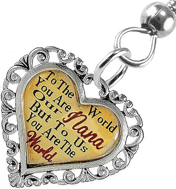 Nana Heart Charm Fishhook Earring Hypoallergenic, Safe-Nickel, Lead & Cadmium Free!