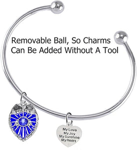 Policeman's, My Love, My Joy, My Sunshine, My Heart, Adjustable Bracelet, Hypoallergenic, Safe-Nickel Free, No Poisonous Lead Or Cadmium.