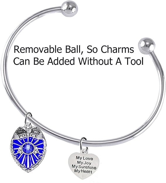 Policeman's, My Love, My Joy, My Sunshine, My Heart, Adjustable Bracelet, Hypoallergenic, Safe-Nickel Free, No Poisonous Lead Or Cadmium.
