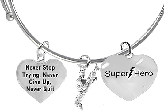 Martial Arts, Kickboxing Jewelry, Karate Jewelry, Super Hero, Never Stop Trying, Never Give Up, 