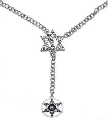 Jewish Sheriff's Crystal Badge, Through A Crystal Star Of David, Necklace Hypoallergenic, Safe-Nickel, Lead, And Cadmium Free