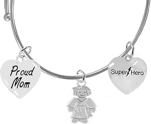 Martial Arts, Kickboxing, And Karate Jewelry, Super Hero, Proud Mom, Adjustable Bracelet Hypoallergenic, Safe-Nickel, Lead Free