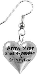 Army, Enlisted Daughter, My Daughter Is My Hero, Earrings, Hypoallergenic, Safe-Nickel, Lead, Cadmium Free