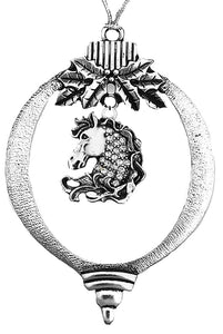 Horse Head Covered In Sparkling Genuine Austrian Cut Crystal Christmas Tree Ornament. With Hanger. What A Wonderful Gift For Youreself, Or Someone Special.Gift Ready Comes In A Black velvet Bag