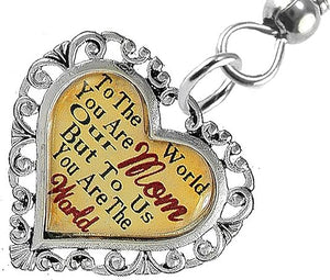 Mom Heart Charm Fishhook Earring Hypoallergenic, Safe-Nickel, Lead & Cadmium Free!