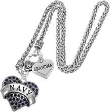Navy Grandma Blue Crystal Heart Necklace, Hypoallergenic, Will NOT Irritate Anyone with Sensitive Skin. Safe- Nickel, Lead and Cadmium Free