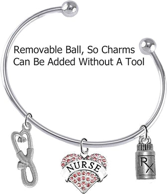 Nurse Add-A-Charm Bracelet, Hypoallergenic, Safe-Nickel, Lead, Free