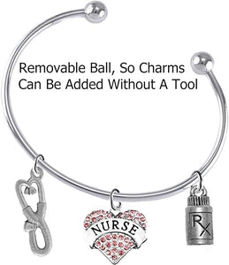 Nurse Add-A-Charm Bracelet, Hypoallergenic, Safe-Nickel, Lead, Free