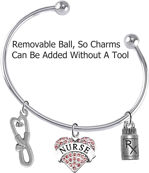 Nurse Add-A-Charm Bracelet, Hypoallergenic, Safe-Nickel, Lead, Free