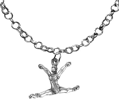 Ballerina, Ballet Leaping Split, Ballet Dancer, Adjustable 14-21 Inch Rolo Necklace, Nickel, Lead, And Cadmium Free-Hypoallergenic