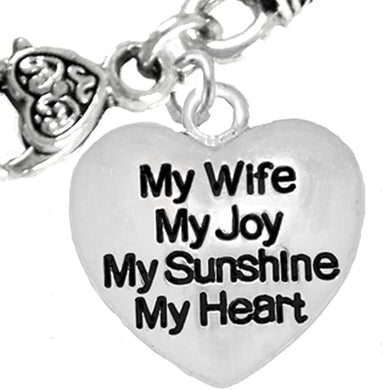 Message Jewelry, Message Jewelry, My Wife, My Joy, My Sunshine, My Heart, Adjustable Necklace, Hypoallergenic, Safe-Nickel, Lead, Free
