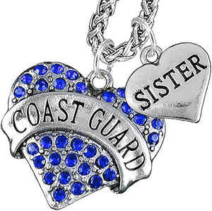 Coast Guard Sister Heart Necklace, Hypoallergenic, Will NOT Irritate Anyone with Sensitive Skin. Safe- Nickel, Lead, Cadmium Free