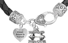 Weightlifters If I Believe It I Can Do It, Always Believe In Yourself Heart, On A Black Woven Leather Bracelet, Hypoallergenic - Nickel, Lead, And Poisonous Cadmium Free