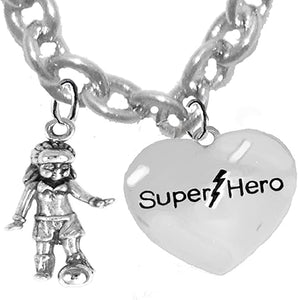 Children's, My Daughter, Super Hero, " Soccer Player Jewelry" Adjustable Necklace Hypoallergenic, Safe-Nickel, Lead Free