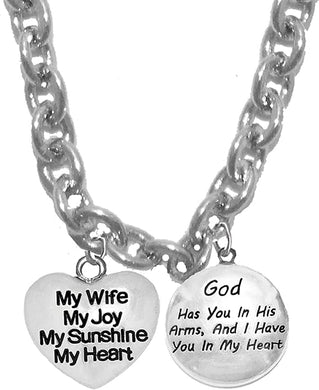My Wife My Joy My Sunshine My Heart,God Has You in His Arms, I Have You In My Heart,STERLING SILVER Solid .925 Sterling,Not Plated Or Coated.18 Inch Chain,Hyperallergenic Safe-Nickel,Lead,Cadmium Free