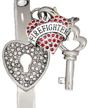 Firefighter, The Key to My Heart Cuff Crystal Bracelet, It Really Locks! Hypoallergenic, Safe-Nickel, Lead, Free